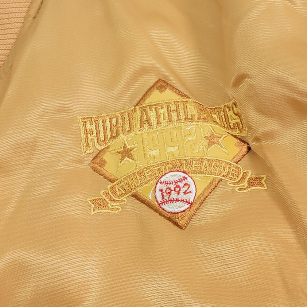 Vintage Fubu 90s Dirty South 05 City Series Gold Quilt Lined Bomber Jacket Rare! - Picture 12 of 16